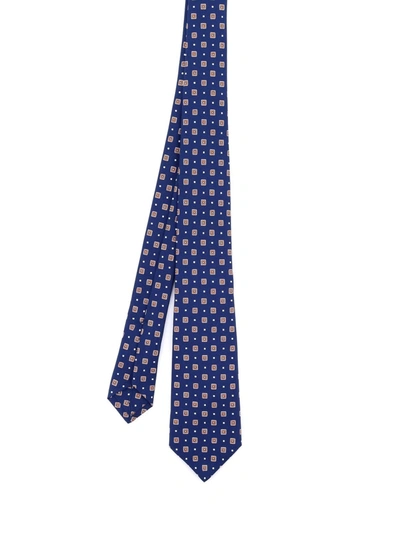 Shop Kiton Patterned Silk Tie In Blue
