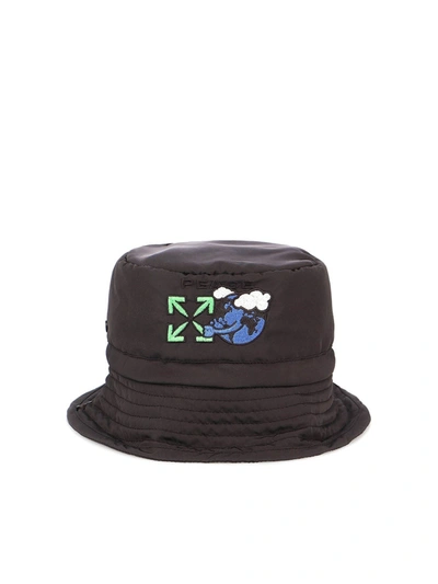 Shop Off-white Logo Printed Bucket Hat In Black