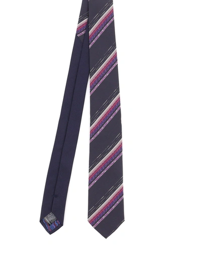 Shop Missoni Regimental Silk Tie In Blue