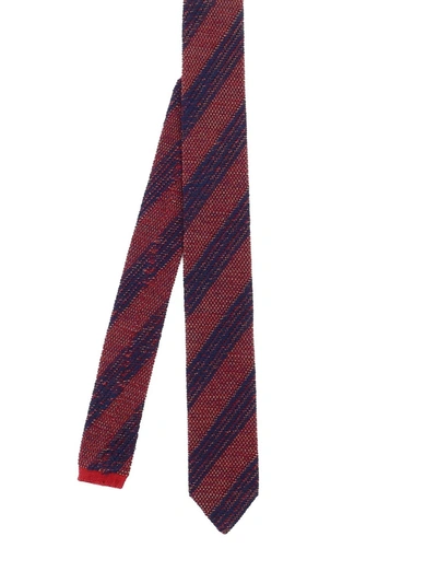 Shop Missoni Silk Wool Blend Regimental Tie In Red