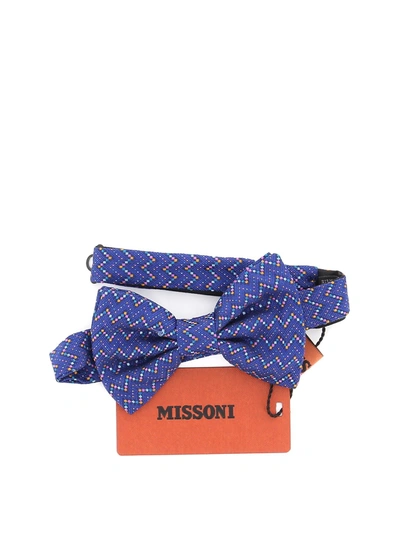 Shop Missoni Multicoloured Chevron Patterned Bow Tie In Blue