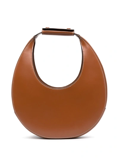 Shop Staud Moon Leather Shoulder Bag In Brown
