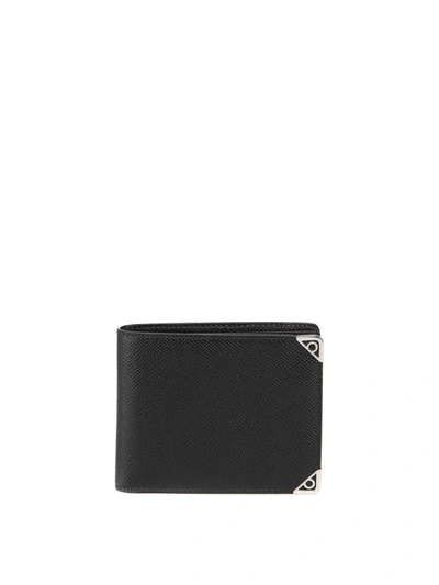 Shop Ferragamo Hammered Leather Wallet In Black