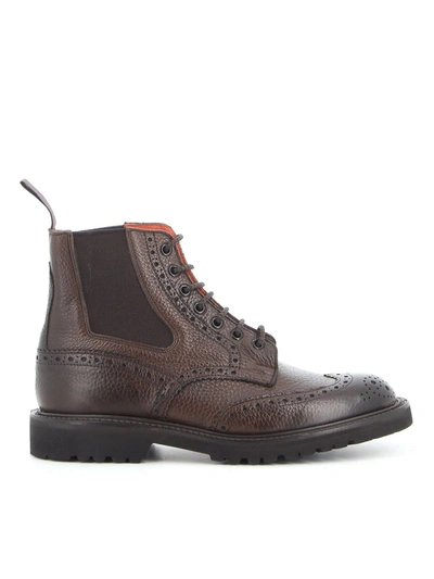 Shop Tricker's Ellis Brogue Ankle Boots In Brown