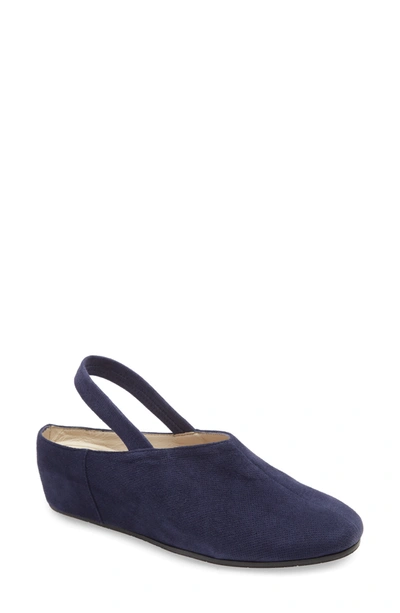 Shop Amalfi By Rangoni Valter Slingback Wedge Clog In New Navy Cashmere Suede