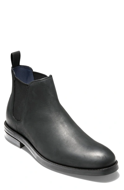 Shop Cole Haan Wakefield Grand Waterproof Chelsea Boot In Black Nubuck/ Burgundy Leather