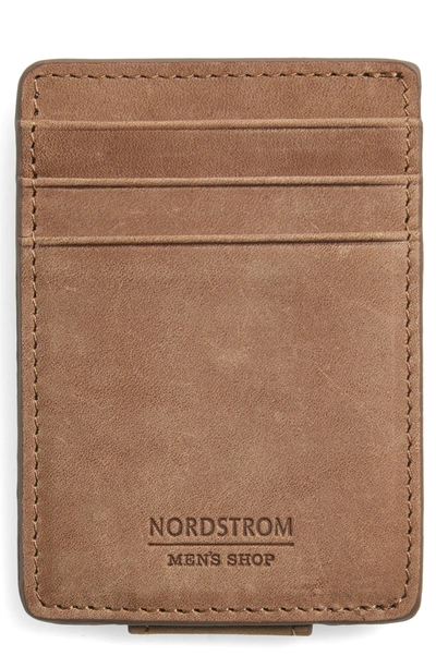 Shop Nordstrom Men's Shop Upton Rfid Leather Money Clip Card Case In Brown Earth