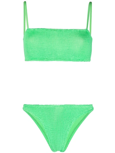 Shop Hunza G Gigi Crinkle-effect Bikini In Green