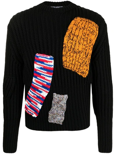 Shop Raf Simons Patchwork Knitted Sweater In Black