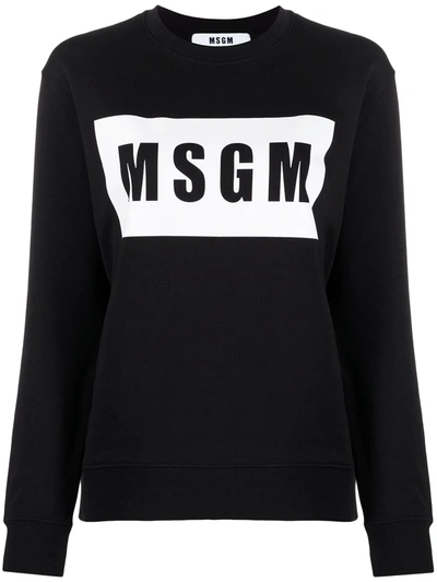 Shop Msgm Logo-print Long-sleeve Sweatshirt In Black