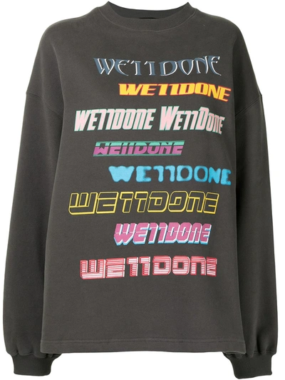 We11 Done Logo Print Sweatshirt - Women's - Cotton/polyester/polyurethane In Grey