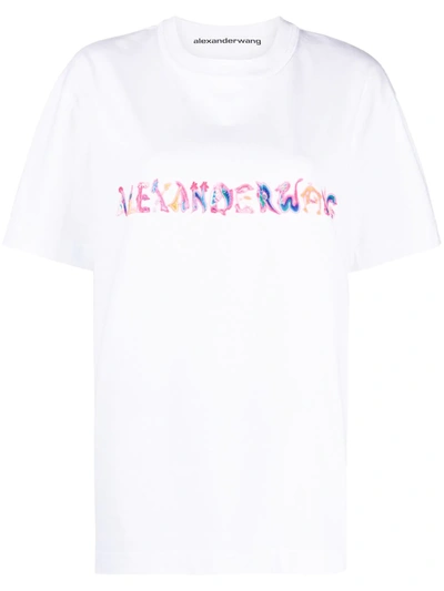 Shop Alexander Wang Logo Calligraphy T-shirt In White
