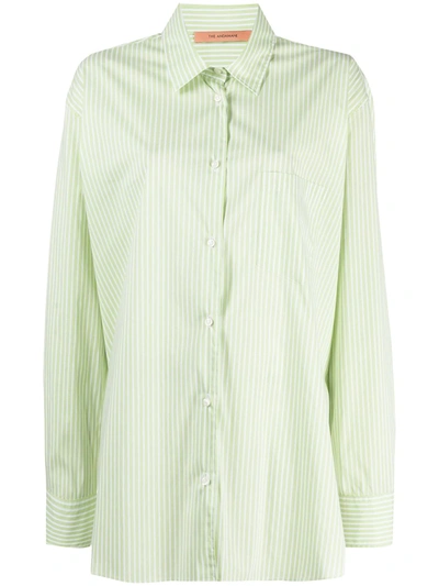 Shop Andamane Oversized Striped Shirt In Green