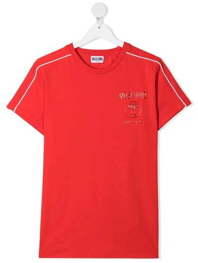 Shop Moschino Chest Logo T-shirt In Red