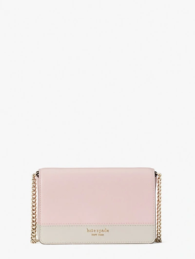 Shop Kate Spade Spencer Chain Wallet In Tutu Pink/crisp Linen