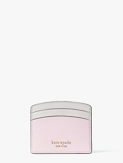 Shop Kate Spade Spencer Cardholder In Tutu Pink/crisp Linen