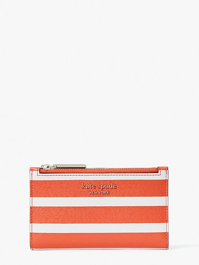 Shop Kate Spade Spencer Stripe Small Slim Bifold Wallet In Tamarillo Multi