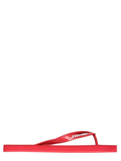 Shop Dsquared2 Flip Flops With Logo In Rosso