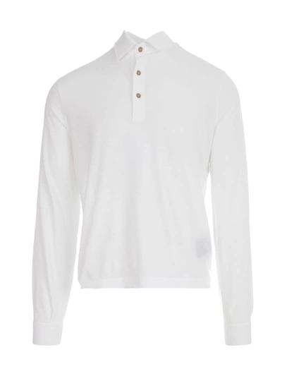 Shop Herno Polo L/s Jersey Crepe In Bianco