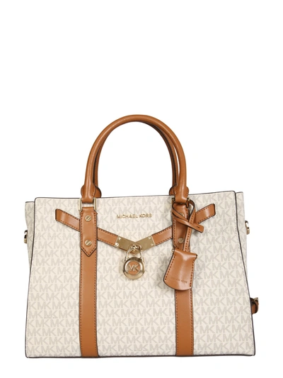 Shop Michael Michael Kors Nouveau Hamilton Handbag In Bianco