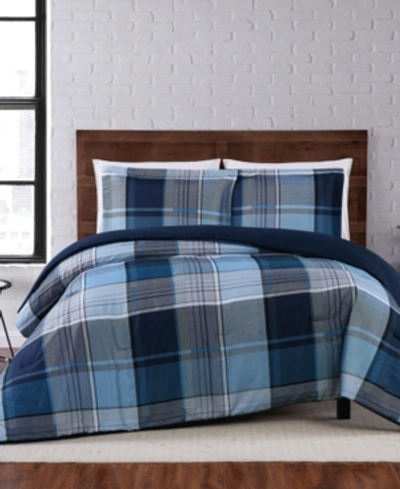 Truly Soft Trey Plaid 3-pc. Comforter Set, Full/queen In Blue