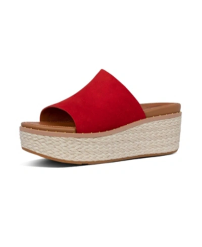 Shop Fitflop Women's Eloise Espadrille Suede Wedge Slides Sandal Women's Shoes In Red