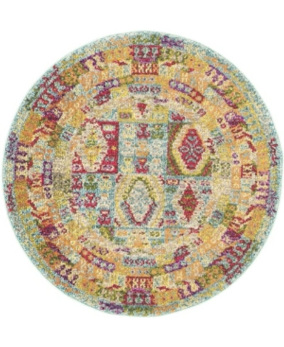 Shop Bridgeport Home Closeout! Bayshore Home Arcata Arc9 Light Blue 3' 3" X 3' 3" Round Area Rug