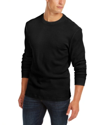 Shop Club Room Men's Thermal Crewneck Shirt, Created For Macy's In Deep Black