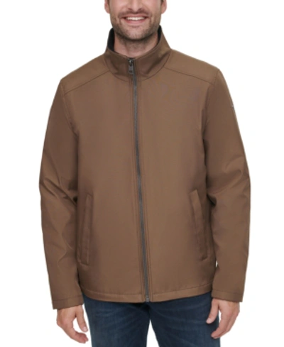 Shop Calvin Klein Men's Full-zip Stand-collar Lightweight Jacket In Dark Tan