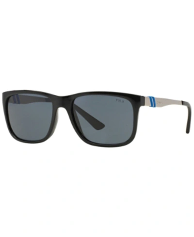 Shop Polo Ralph Lauren Men's Sunglasses, 0ph4088 In Shiny Black/gray/blue