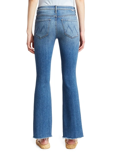 Shop Mother Women's The Weekender High-rise Frayed Hem Stretch Flare Jeans In Hop On Hop Off