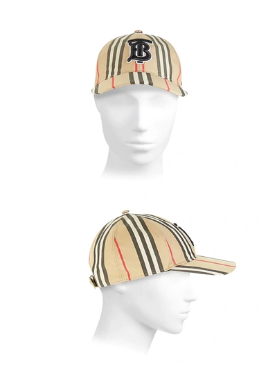 Shop Burberry Women's Striped Baseball Cap In Archive Beige