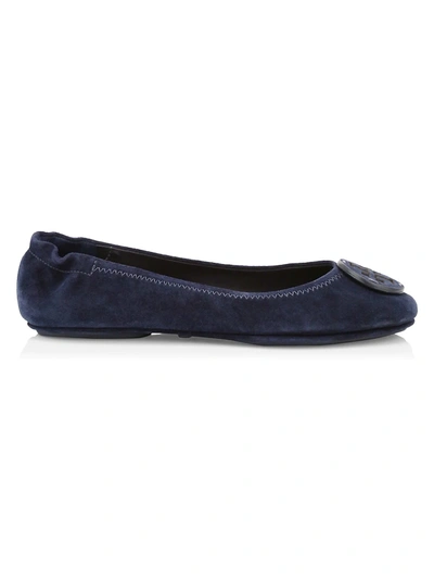 Shop Tory Burch Minnie Suede Ballet Flats In Perfect Navy