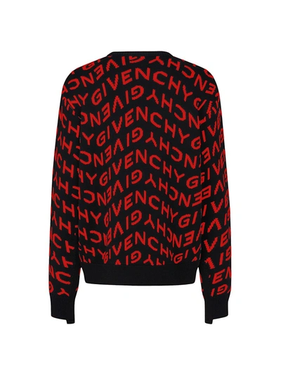 Shop Givenchy Refracted Logo Jacquard Crewneck Sweater In Black White