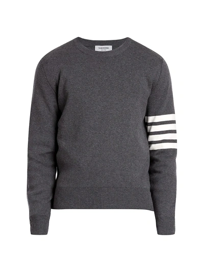 Shop Thom Browne Stripe Milano Stitch Cotton Sweatshirt In Grey