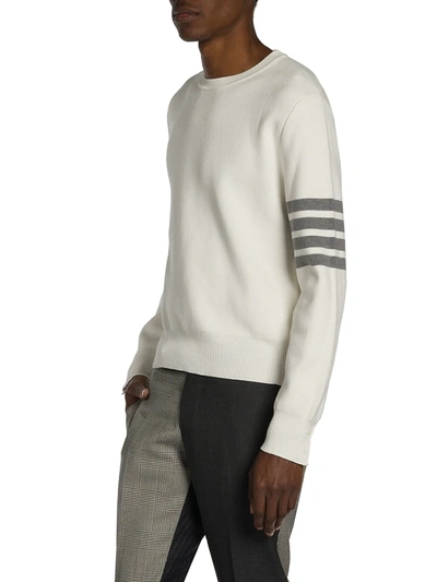Shop Thom Browne Stripe Milano Stitch Cotton Sweatshirt In Grey