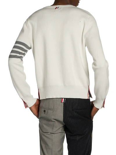 Shop Thom Browne Stripe Milano Stitch Cotton Sweatshirt In Grey