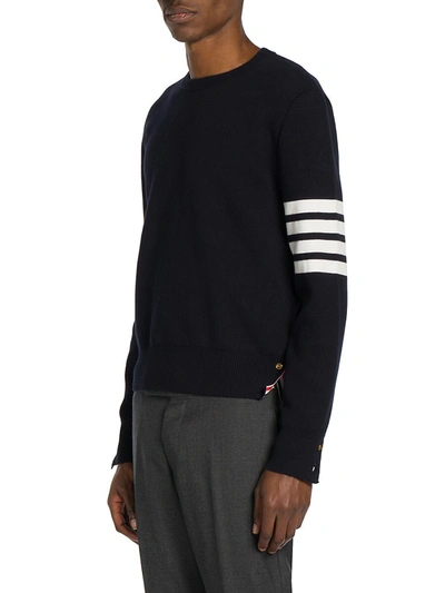 Shop Thom Browne Stripe Milano Stitch Cotton Sweatshirt In Grey