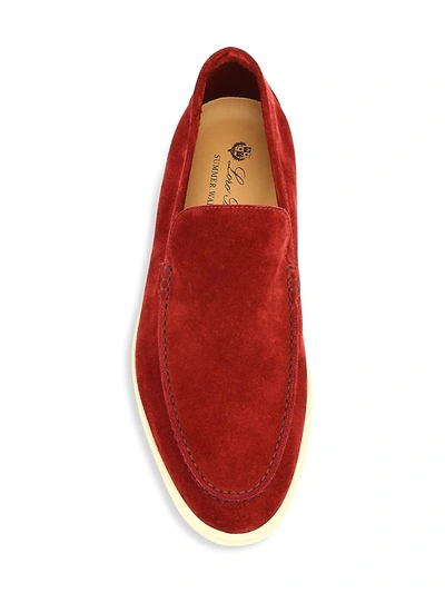 Shop Loro Piana Summer Walk Suede Loafers In Blue Bering