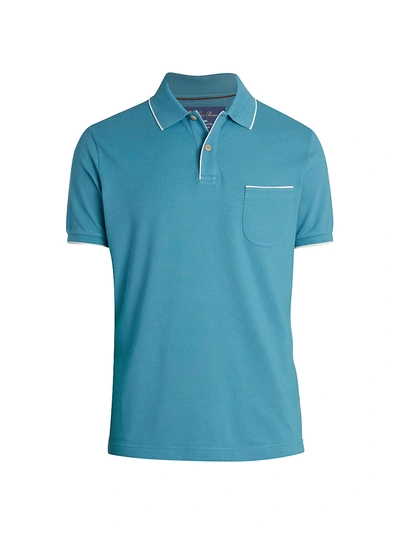 Shop Loro Piana Men's Classic Short Sleeve Polo In Turquoise
