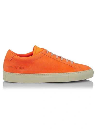 Shop Common Projects Achilles Neon Suede Low-top Sneakers In Orange