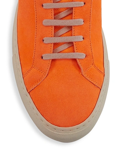 Shop Common Projects Achilles Neon Suede Low-top Sneakers In Orange