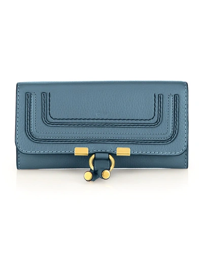 Shop Chloé Women's Marcie Leather Continental Wallet In Mirage Blue