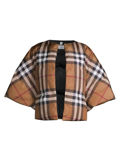 Shop Burberry Women's Giant Check Quilted Econyl® Cape In Birch Brown
