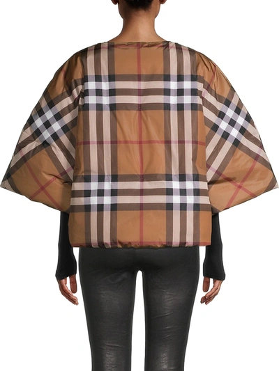 Shop Burberry Women's Giant Check Quilted Econyl® Cape In Birch Brown