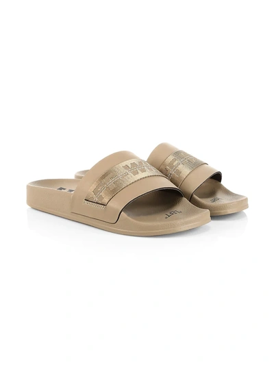 Shop Off-white Men's Industrial Belt Slide Sandals In Taupe Jute