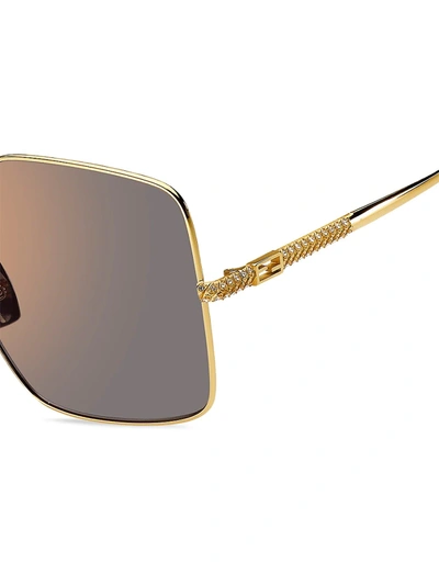 Shop Fendi Women's 61mm Square Sunglasses In Brown Gold