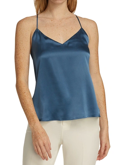 Shop L Agence Kaylee Satin Racer Camisole In Blue Mist