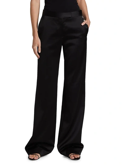 Shop Marina Moscone Slim Flare Wool-blend Trousers In Black