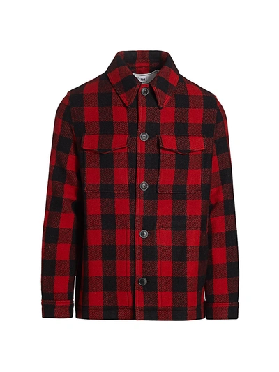 Shop Ami Alexandre Mattiussi Men's Plaid Wool Shirt In Noir Rouge